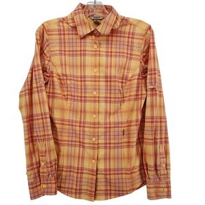 Duluth XS Orange Plaid Armachillo Vented Hiking Shirt Gorpcore Outdoor Utility
